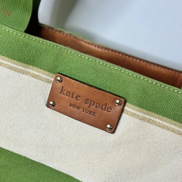 Kate Spade Green and Cream Striped Tote - Picture 3 of 11